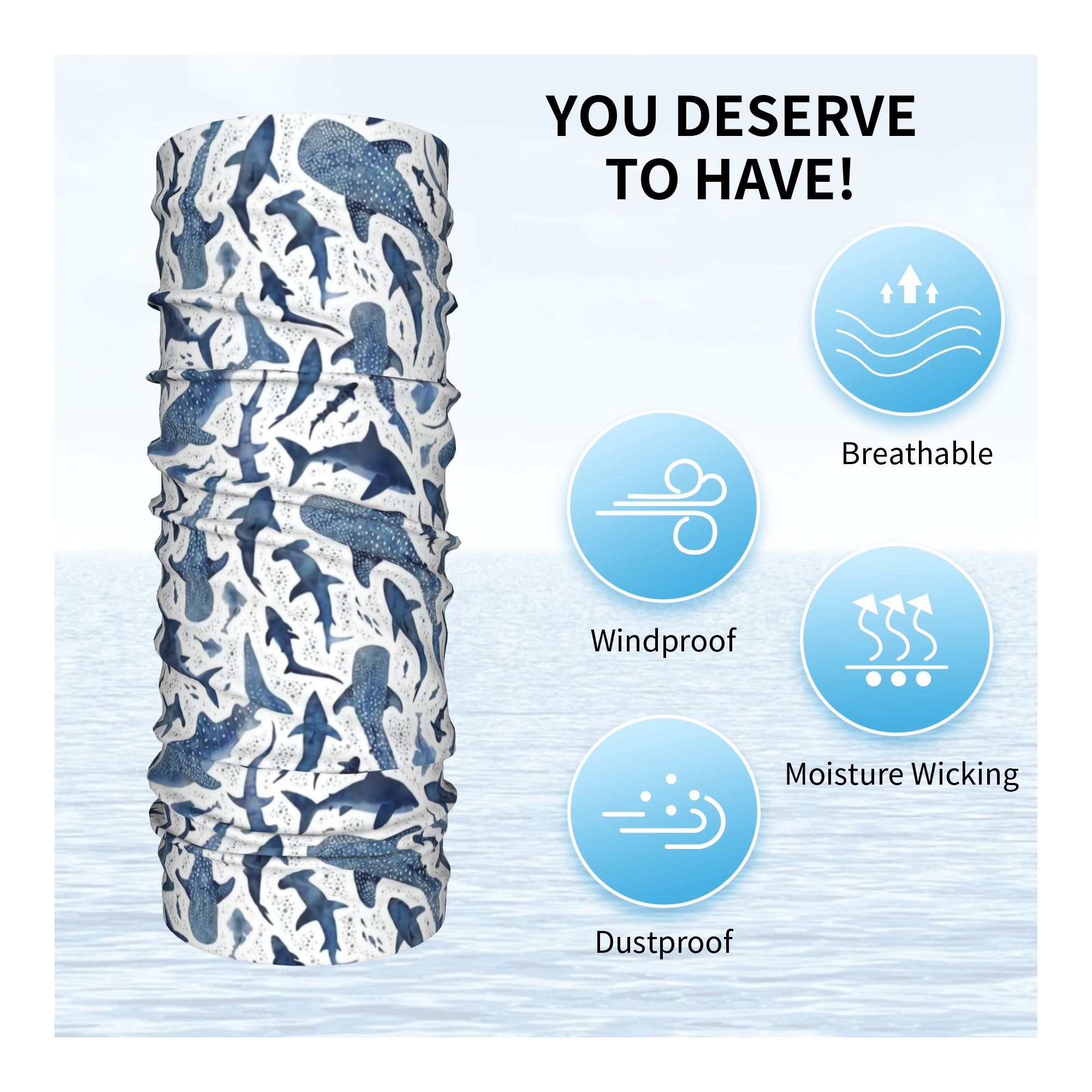 Custom Blue Watercolour Shark  – Neck Warmer Tube recenzja i cena