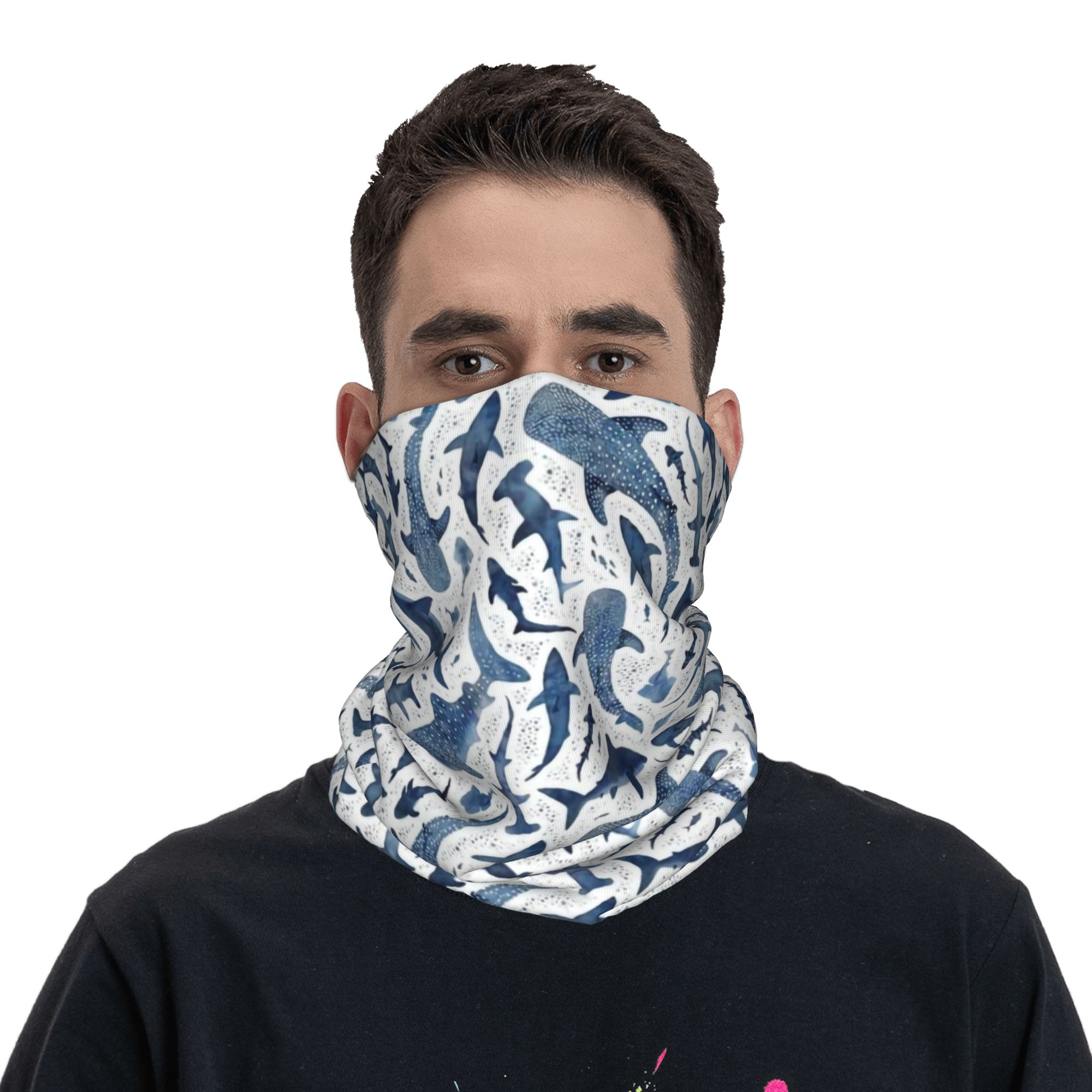 Custom Blue Watercolour Shark  – Neck Warmer Tube recenzja i cena