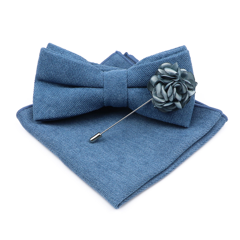 Mens Solid Color Cotton Bowtie – Handkerchief Cotton Men recenzja i cena