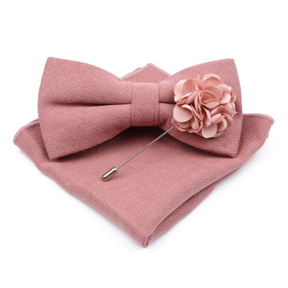 Mens Solid Color Cotton Bowtie – Handkerchief Cotton Men recenzja i cena