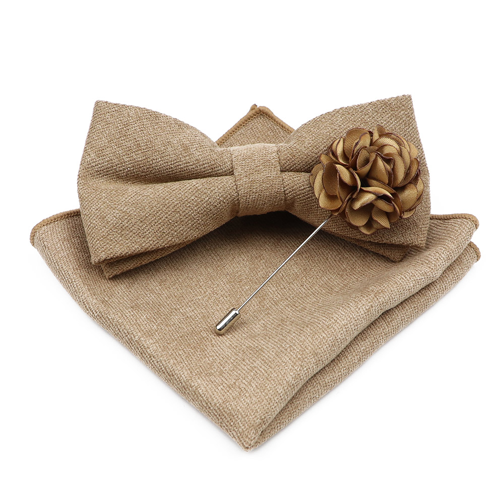 Mens Solid Color Cotton Bowtie – Handkerchief Cotton Men recenzja i cena