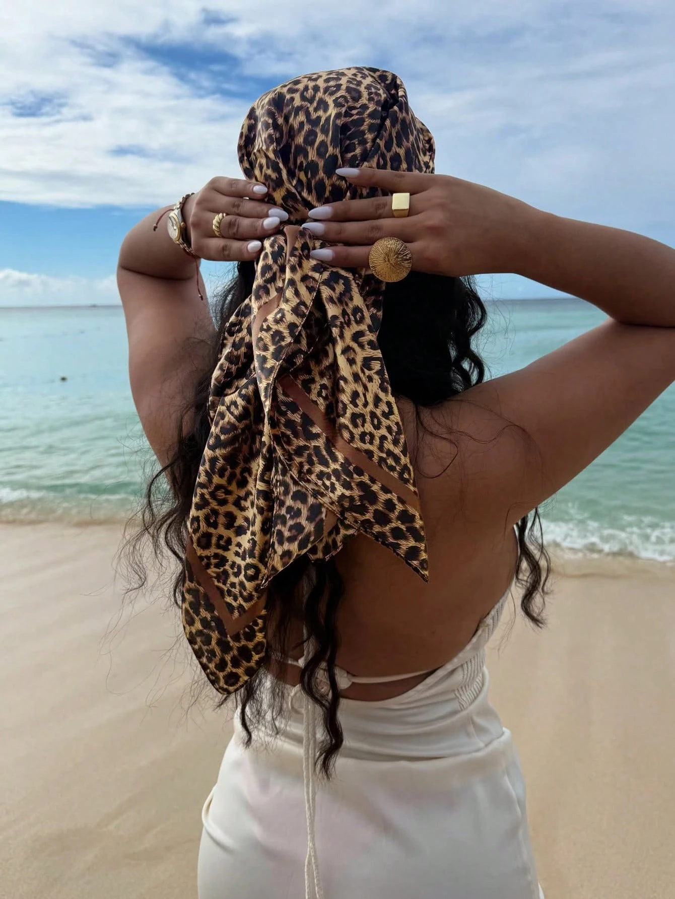 90cm Leopard Print Neckerchief – Silk Neck Scarf recenzja i cena