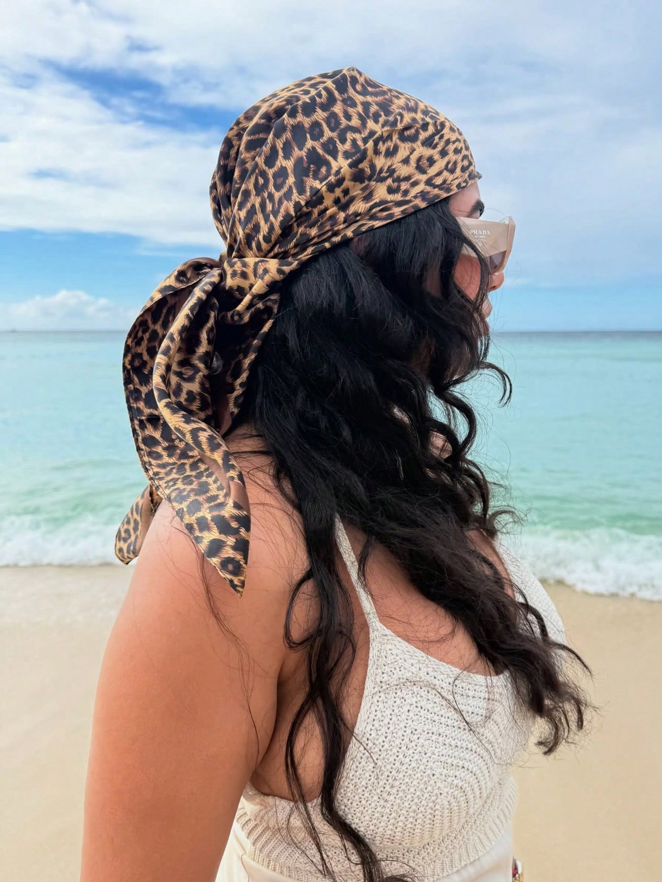 90cm Leopard Print Neckerchief – Silk Neck Scarf recenzja i cena