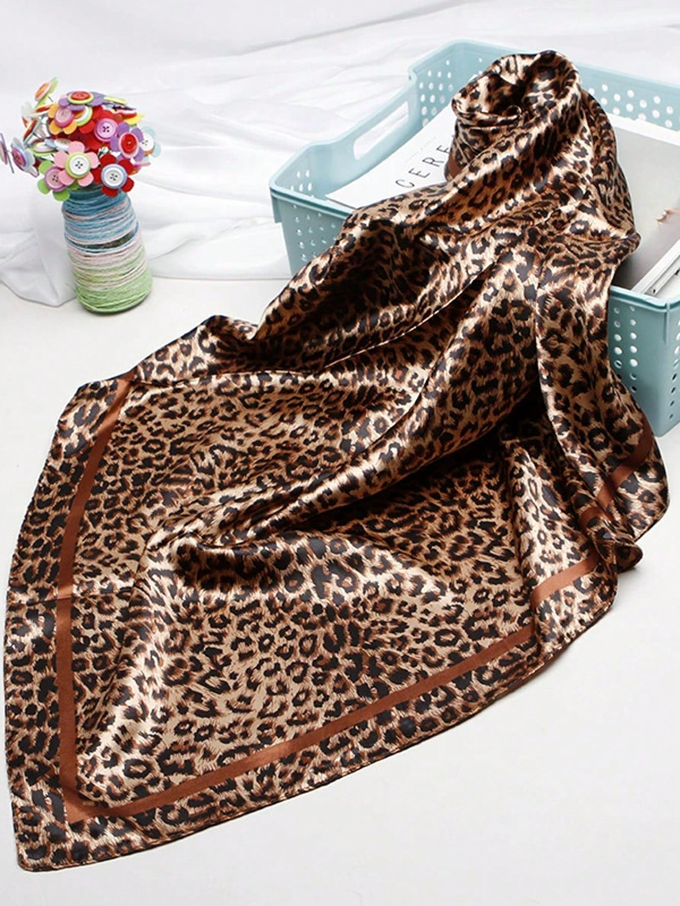90cm Leopard Print Neckerchief – Silk Neck Scarf recenzja i cena