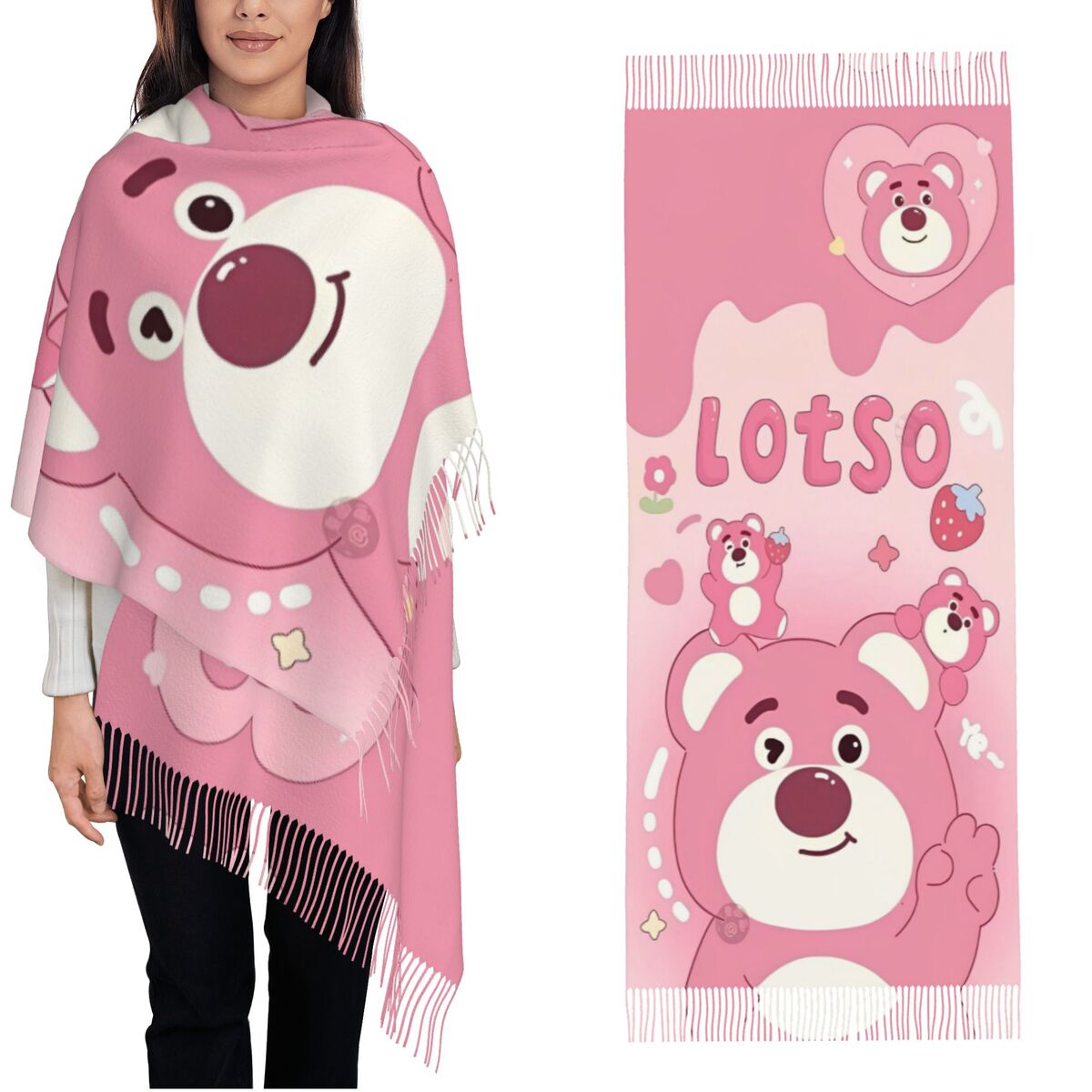 Lotso Pink Bear Women's Scarf  – Pashmina Wrap Large recenzja i cena