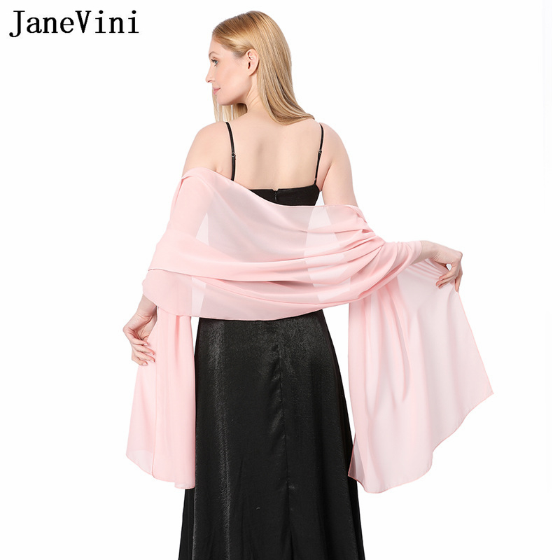 JaneVini Elegant Pink Chiffon  – Stole Wedding Shawl recenzja i cena