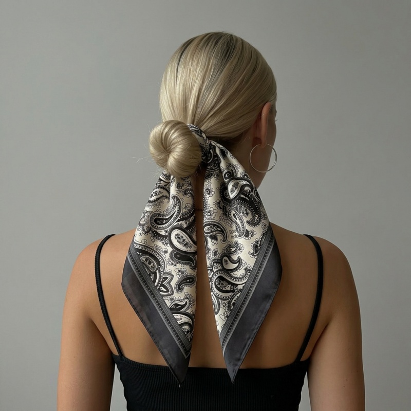 Luxury Satin Square Scarf Pais – Ascot Neck Scarf recenzja i cena