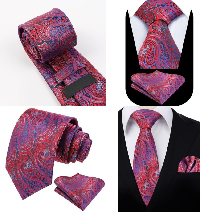 Mens Gradient Paisley Necktie  – Pocket Square Set recenzja i cena