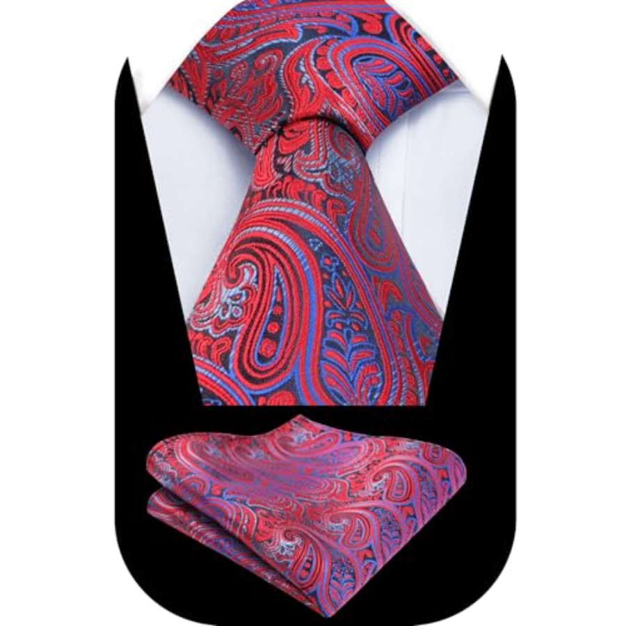 Mens Gradient Paisley Necktie  – Pocket Square Set recenzja i cena