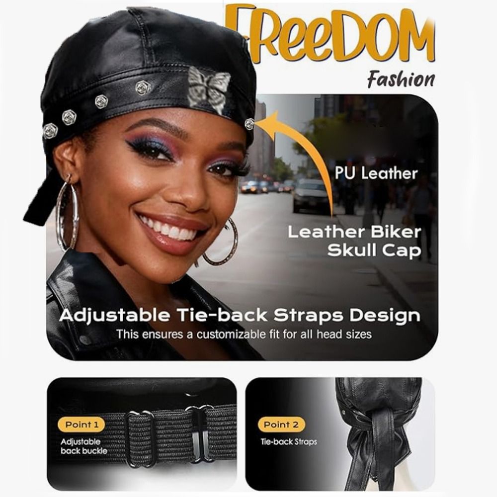 PU Leather Black Biker Cap Adj – Bandana Doo Rag recenzja i cena