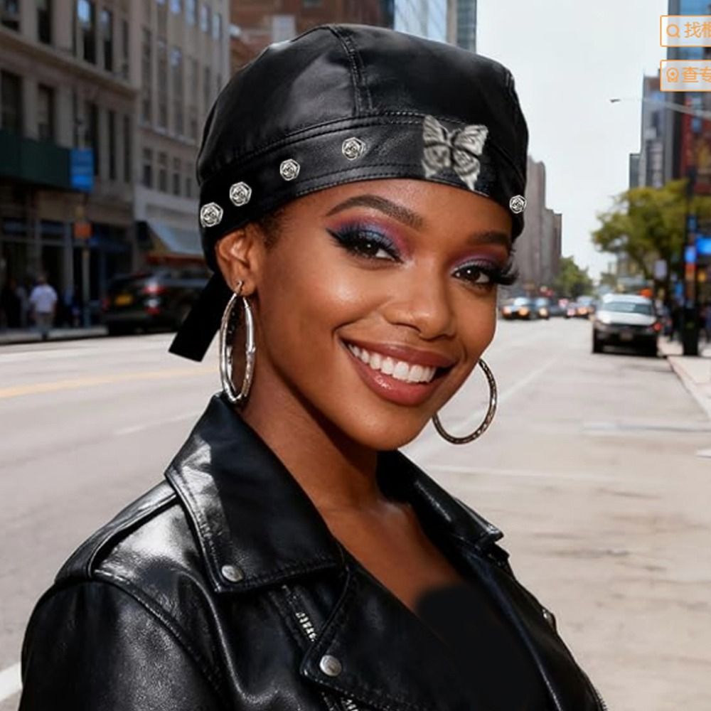 PU Leather Black Biker Cap Adj – Bandana Doo Rag recenzja i cena