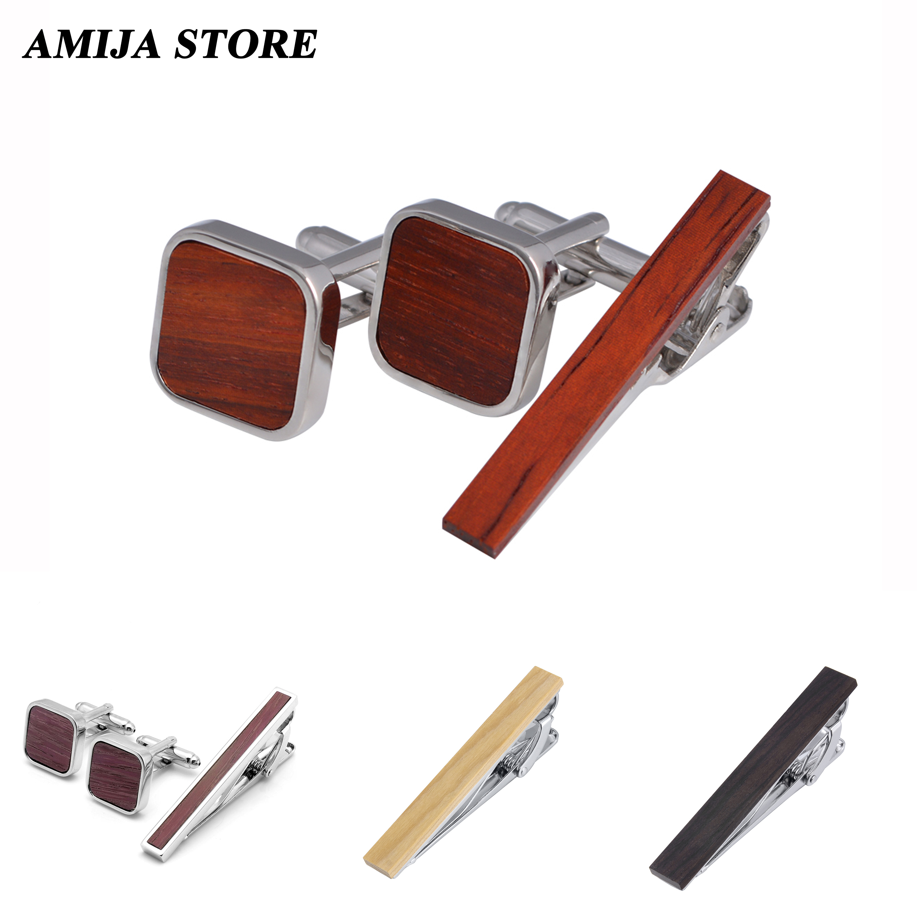 High Quality Wooden Cufflinks  – Tie Bar Set Gift recenzja i cena