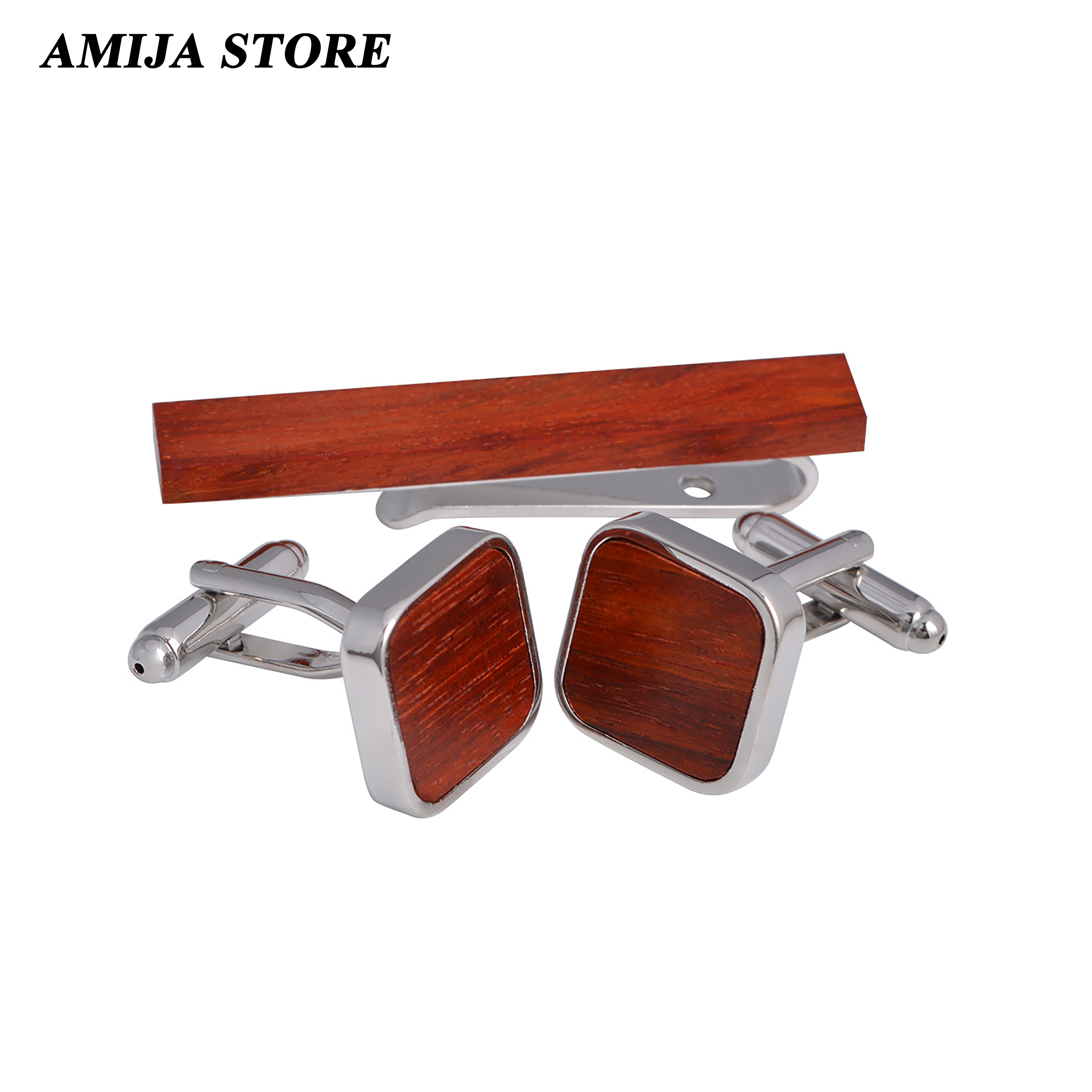 High Quality Wooden Cufflinks  – Tie Bar Set Gift recenzja i cena