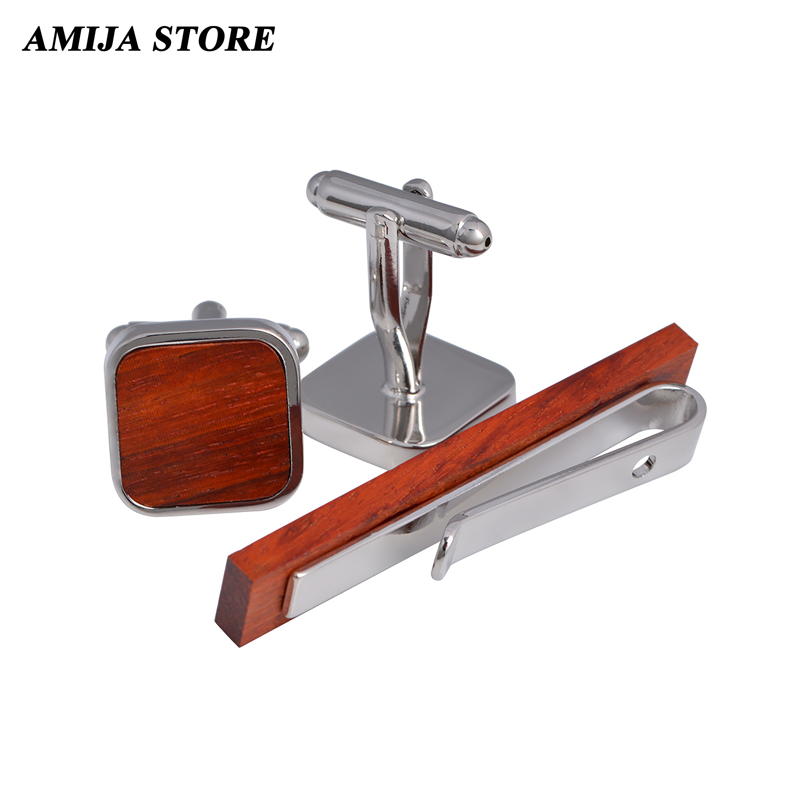 High Quality Wooden Cufflinks  – Tie Bar Set Gift recenzja i cena