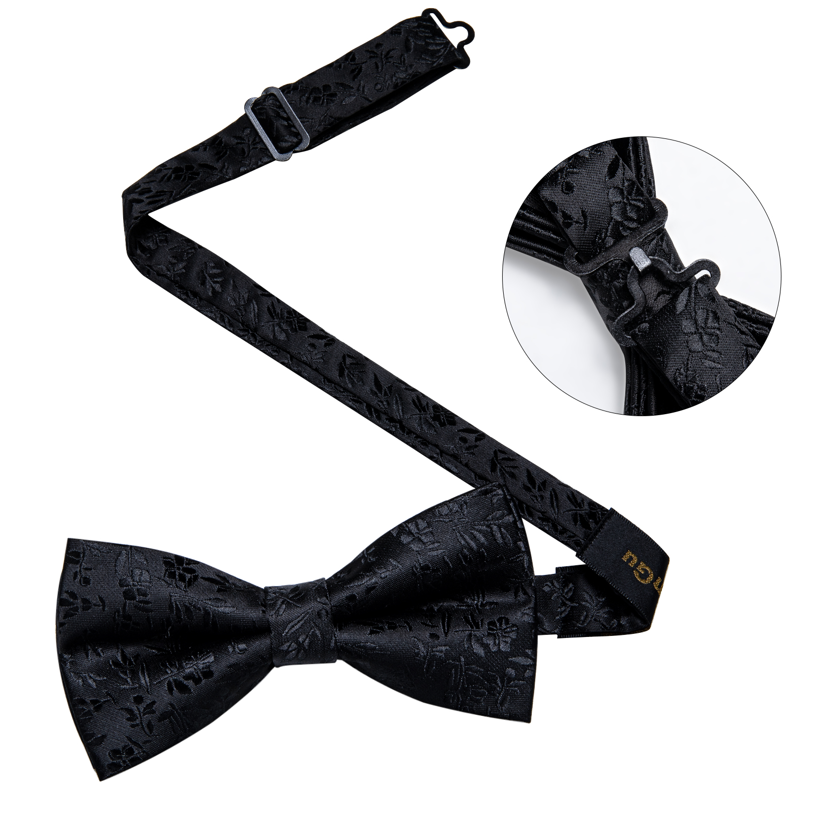 4Pcs Black Solid Floral Men's  – Bow Tie Pre Tied recenzja i cena