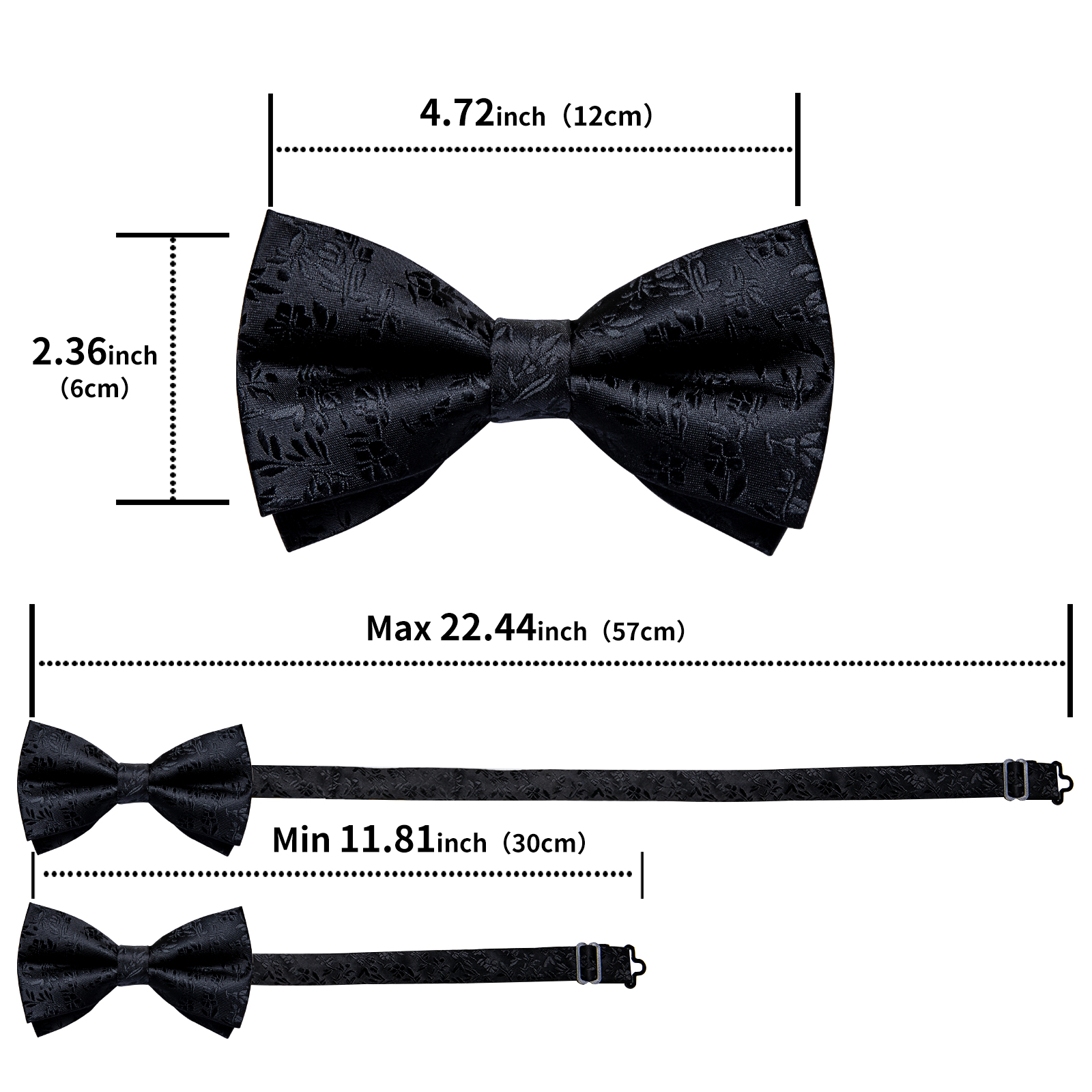 4Pcs Black Solid Floral Men's  – Bow Tie Pre Tied recenzja i cena