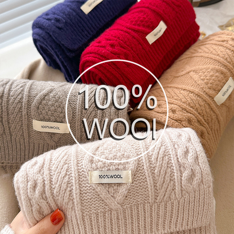 Luxury 100% Wool Scarf Women M – Muffler Men Wool recenzja i cena