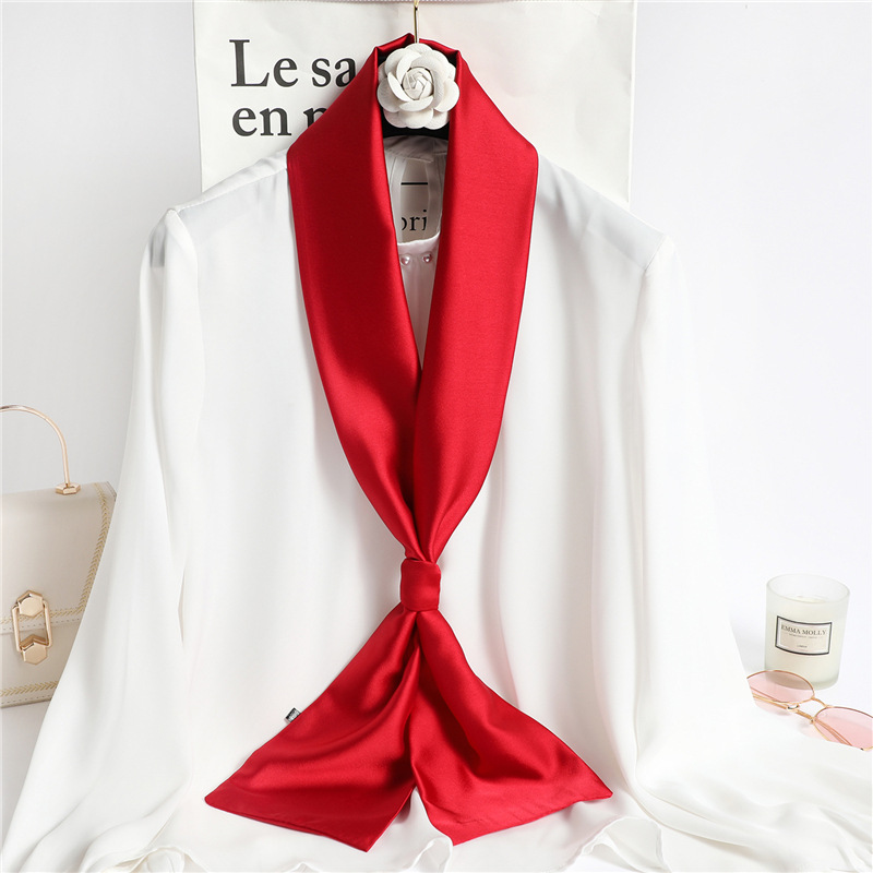 Red Solid Color Long Silk Scar – Silk Neck Scarf recenzja i cena