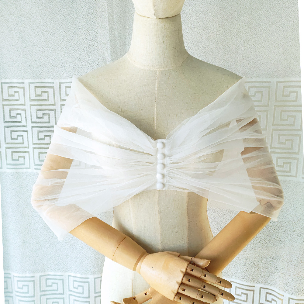 Women Pleated Tulle Sheer Wrap – Stole Wedding Shawl recenzja i cena