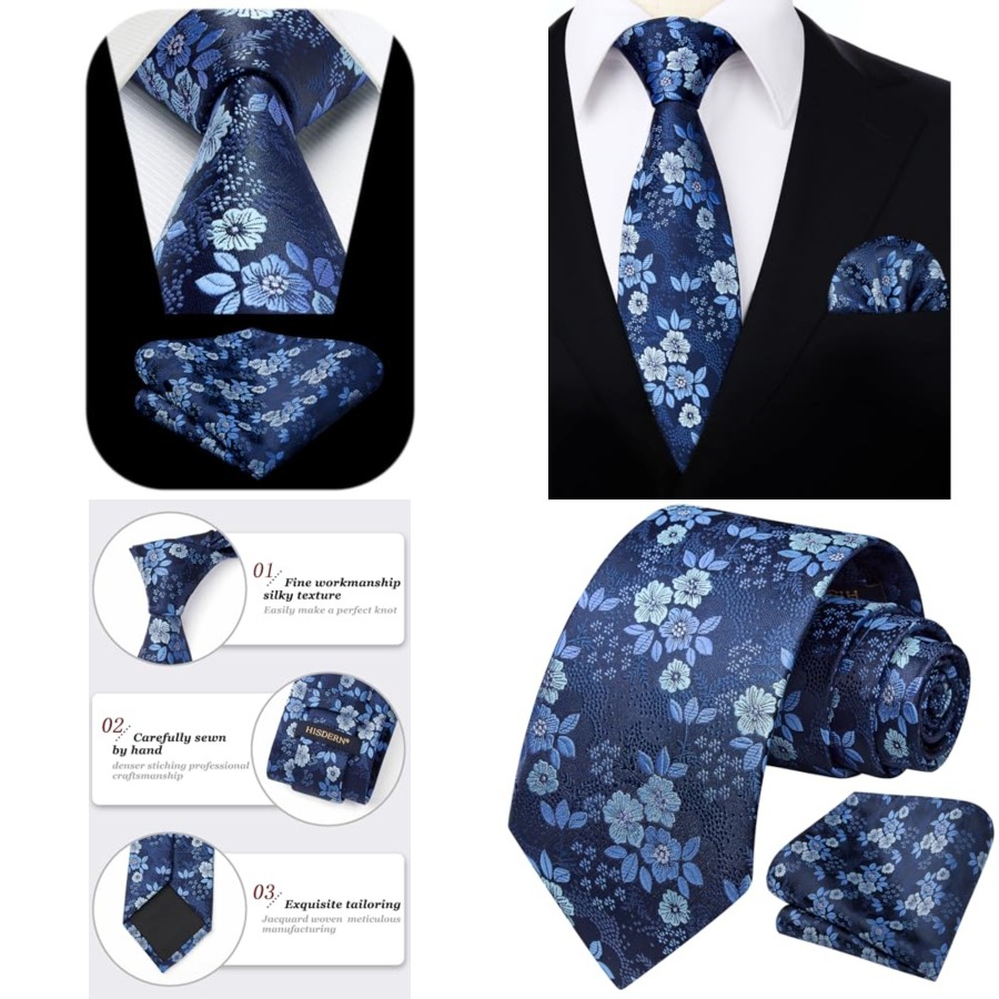 Extra Long Ties for Men Classi – Pocket Square Set recenzja i cena