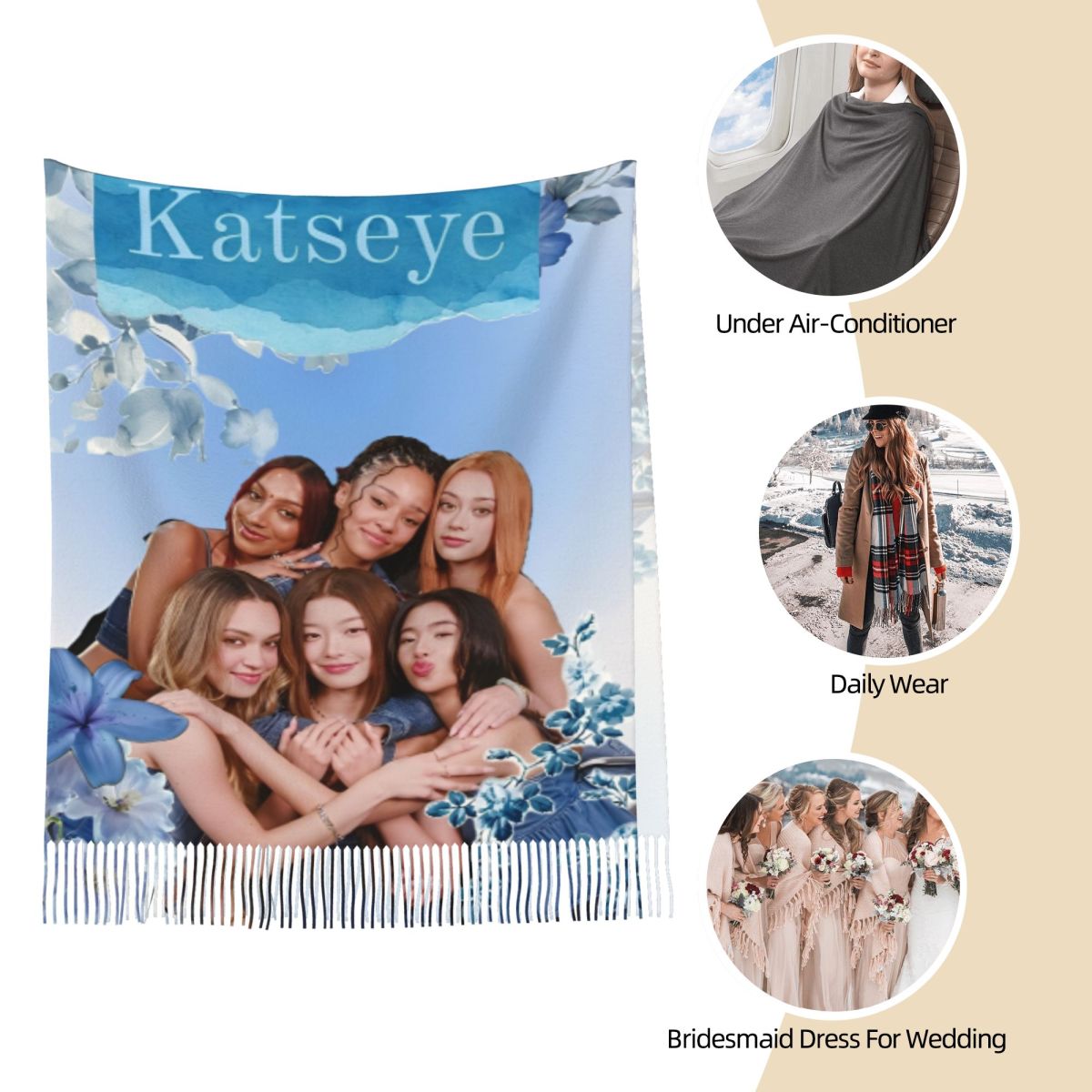 Katseye Kpop Scarf for Women W – Pashmina Wrap Large recenzja i cena