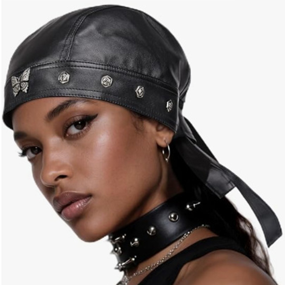 New PU Leather Black Biker Cap – Bandana Doo Rag recenzja i cena