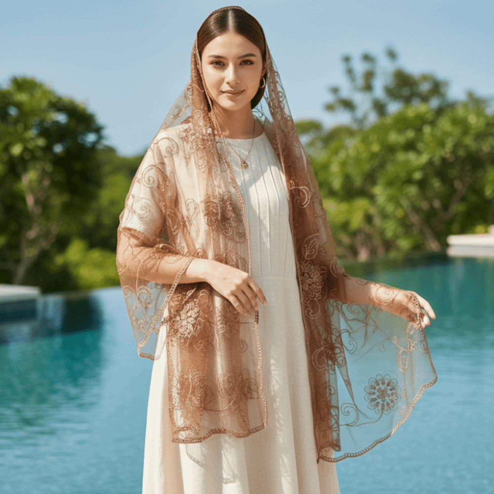 Lace Scarf Embroidered Floral  – Stole Wedding Shawl recenzja i cena