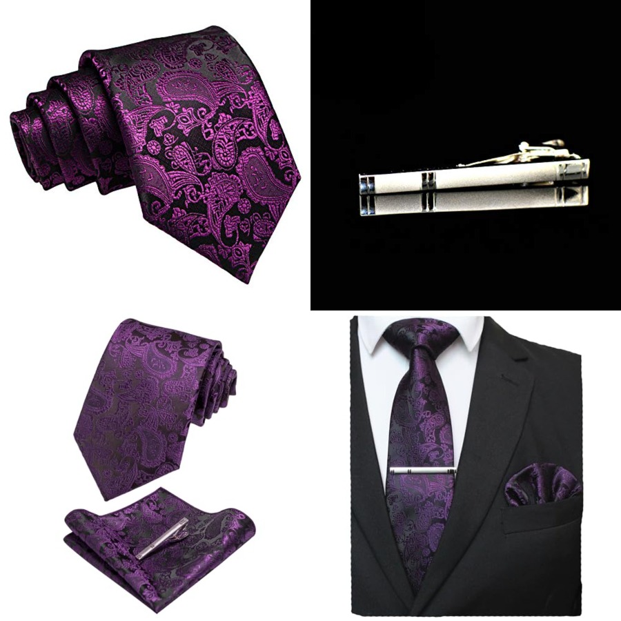 Mens Solid Color Paisley Neckt – Pocket Square Set recenzja i cena