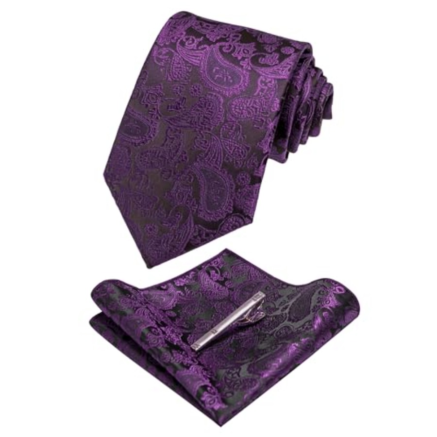 Mens Solid Color Paisley Neckt – Pocket Square Set recenzja i cena
