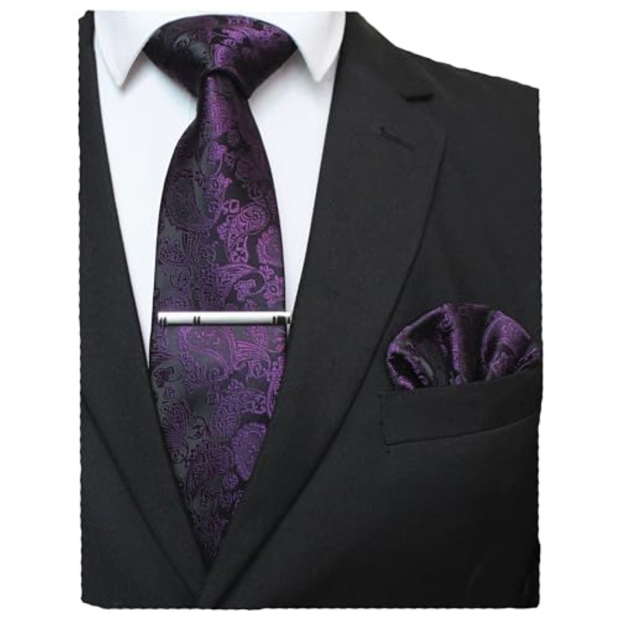 Mens Solid Color Paisley Neckt – Pocket Square Set recenzja i cena